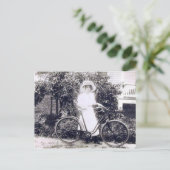 Victorian Woman with a Bicycle Vintage ポストカード (スタンド正面)