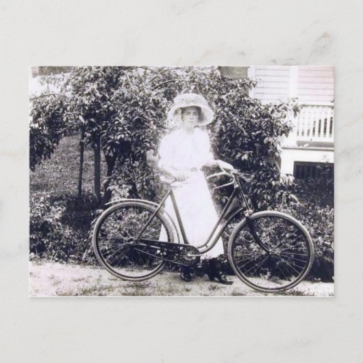 Victorian Woman with a Bicycle Vintage ポストカード (正面)