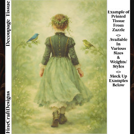  Victorian Woodland Girl From Behind EZ3 Decoupage 薄葉紙