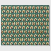 Victorian Yorkie Christmas Portraits on Emerald Gr ラッピングペーパー (フラット)