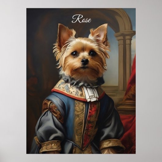 Victorian Yorkshire Terrier in Clothes Whimsical  ポスター (正面)