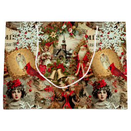 Victorian Yuletide Treasures Collage ラージペーパーバッグ