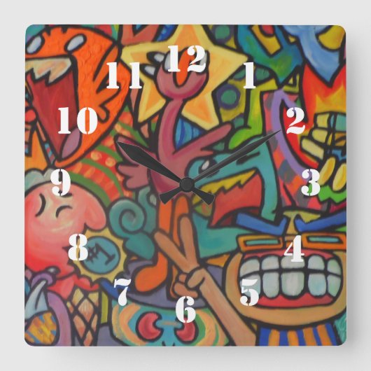 Victory By Squid Fear City スクエア壁時計 (正面)