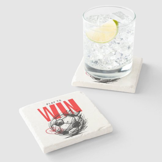 Victory Mindset Soccer Stone Coasters - Play to Wi ストーンコースター (横)