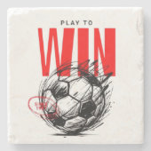 Victory Mindset Soccer Stone Coasters - Play to Wi ストーンコースター (正面)