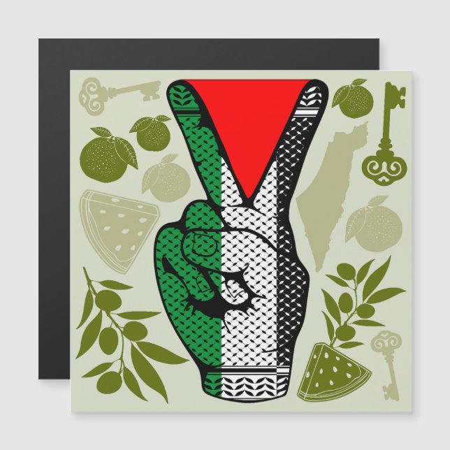 Victory Sign Hand Resistance Red Triangle Symbol (正面/裏面)