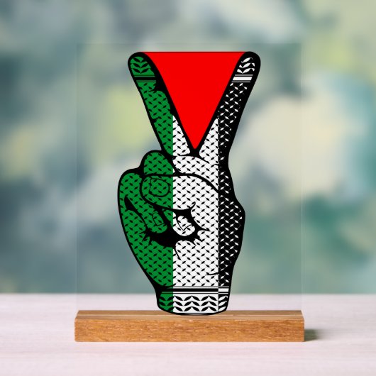 Victory Sign Hand Resistance Red Triangle Symbol アクリルサイン (ニュートラル)