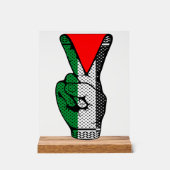 Victory Sign Hand Resistance Red Triangle Symbol アクリルサイン (正面)