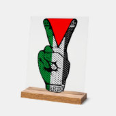 Victory Sign Hand Resistance Red Triangle Symbol アクリルサイン (傾斜)