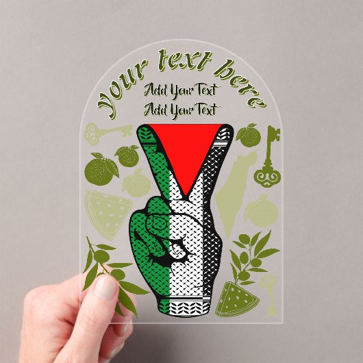 Victory Sign Hand Resistance Red Triangle Symbol アクリル招待状 (インサイチュ (ポータブル))