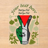 Victory Sign Hand Resistance Red Triangle Symbol アクリル招待状 (正面)