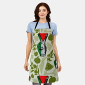 Victory Sign Hand Resistance Red Triangle Symbol エプロン (着用した状態)