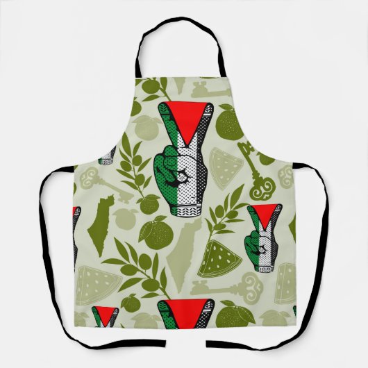 Victory Sign Hand Resistance Red Triangle Symbol エプロン (正面)