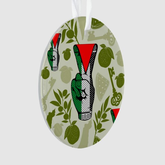 Victory Sign Hand Resistance Red Triangle Symbol オーナメント (正面)