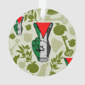 Victory Sign Hand Resistance Red Triangle Symbol オーナメント (裏面)