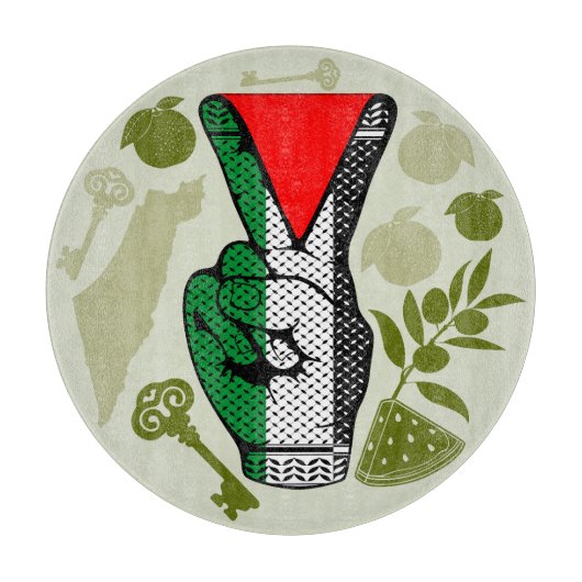 Victory Sign Hand Resistance Red Triangle Symbol カッティングボード (正面)