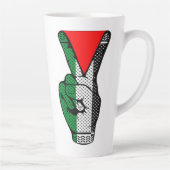 Victory Sign Hand Resistance Red Triangle Symbol カフェラテマグ (右)