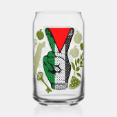 Victory Sign Hand Resistance Red Triangle Symbol ガラス缶 (正面)