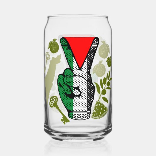 Victory Sign Hand Resistance Red Triangle Symbol ガラス缶 (裏面)