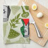 Victory Sign Hand Resistance Red Triangle Symbol キッチンタオル (四つ折り)