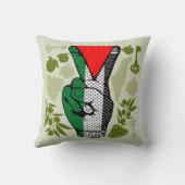 Victory Sign Hand Resistance Red Triangle Symbol クッション (裏面)