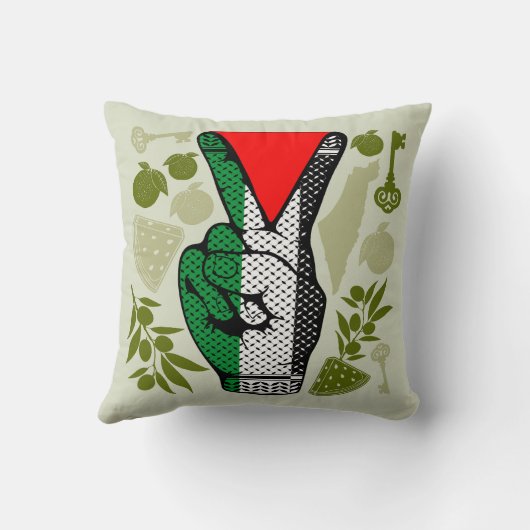 Victory Sign Hand Resistance Red Triangle Symbol クッション (裏面)