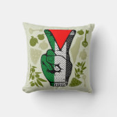 Victory Sign Hand Resistance Red Triangle Symbol クッション (正面)