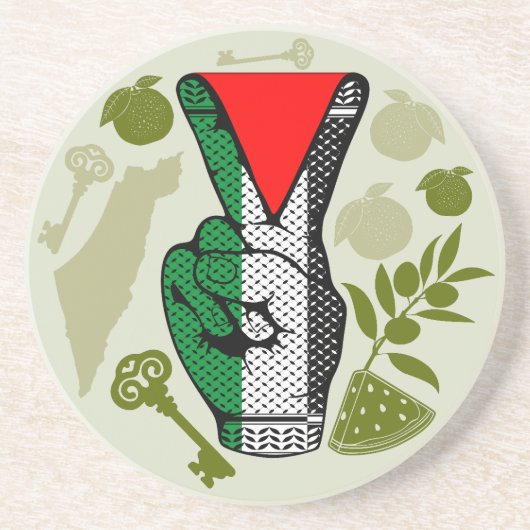 Victory Sign Hand Resistance Red Triangle Symbol コースター (正面)