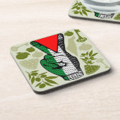 Victory Sign Hand Resistance Red Triangle Symbol コースター (左側)