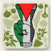 Victory Sign Hand Resistance Red Triangle Symbol コースター (正面)