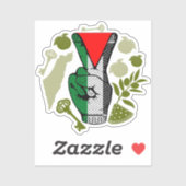 Victory Sign Hand Resistance Red Triangle Symbol シール (シート)