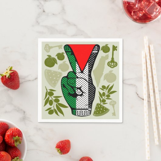 Victory Sign Hand Resistance Red Triangle Symbol スタンダードカクテルナプキン (インサイチュ)