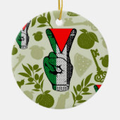 Victory Sign Hand Resistance Red Triangle Symbol セラミックオーナメント (正面)