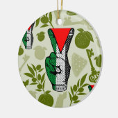 Victory Sign Hand Resistance Red Triangle Symbol セラミックオーナメント (左)