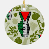 Victory Sign Hand Resistance Red Triangle Symbol セラミックオーナメント (裏面)