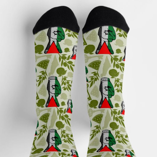 Victory Sign Hand Resistance Red Triangle Symbol ソックス (上部)