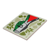 Victory Sign Hand Resistance Red Triangle Symbol タイル (側面)