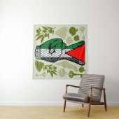 Victory Sign Hand Resistance Red Triangle Symbol タペストリー (インサイチュ(横))