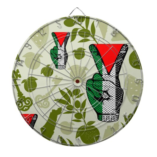 Victory Sign Hand Resistance Red Triangle Symbol ダーツボード (正面)