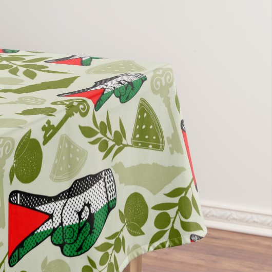 Victory Sign Hand Resistance Red Triangle Symbol テーブルクロス (インサイチュ)