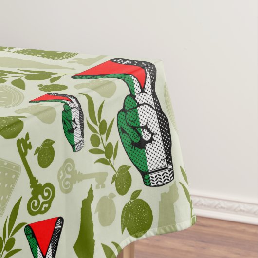 Victory Sign Hand Resistance Red Triangle Symbol テーブルクロス (インサイチュ)