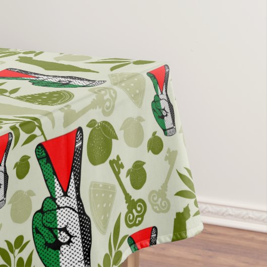 Victory Sign Hand Resistance Red Triangle Symbol テーブルクロス (インサイチュ)