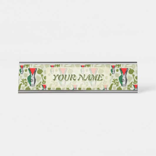 Victory Sign Hand Resistance Red Triangle Symbol デスクネームプレート (正面)