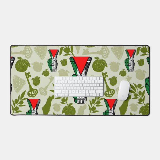 Victory Sign Hand Resistance Red Triangle Symbol デスクマット (キーボード&マウス)