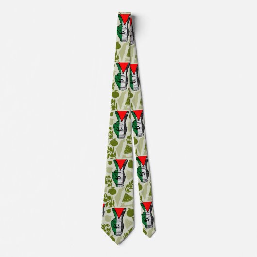 Victory Sign Hand Resistance Red Triangle Symbol ネクタイ (正面)