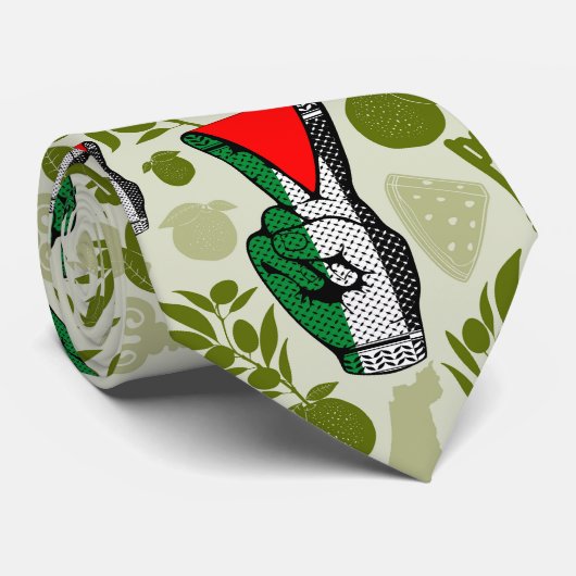 Victory Sign Hand Resistance Red Triangle Symbol ネクタイ (ロール)