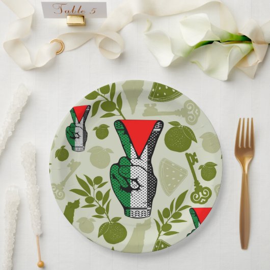 Victory Sign Hand Resistance Red Triangle Symbol ペーパープレート (ウェディング)