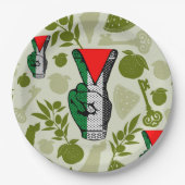 Victory Sign Hand Resistance Red Triangle Symbol ペーパープレート (正面)