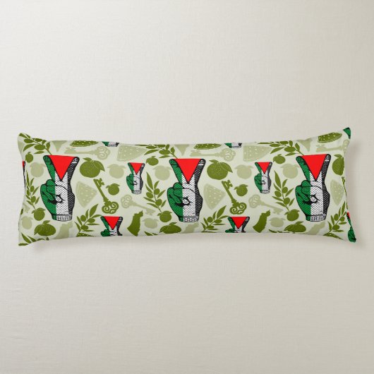 Victory Sign Hand Resistance Red Triangle Symbol ボディピロー (裏面)