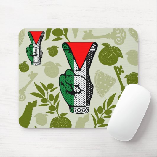 Victory Sign Hand Resistance Red Triangle Symbol マウスパッド (マウス)